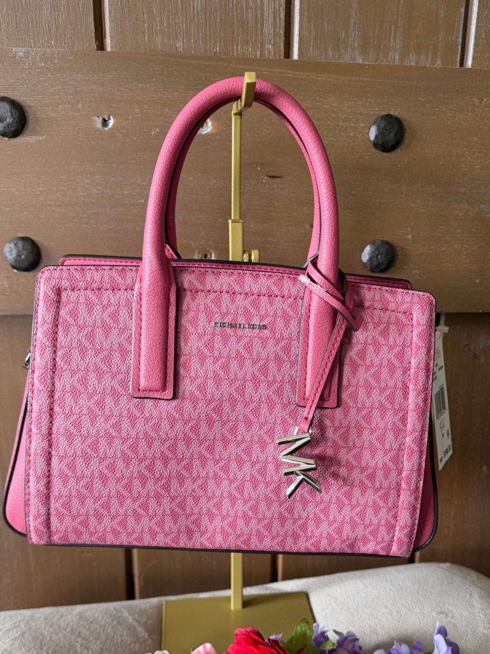 Michael Kors Laila Small Signature Logo Satchel NWT originally $280
